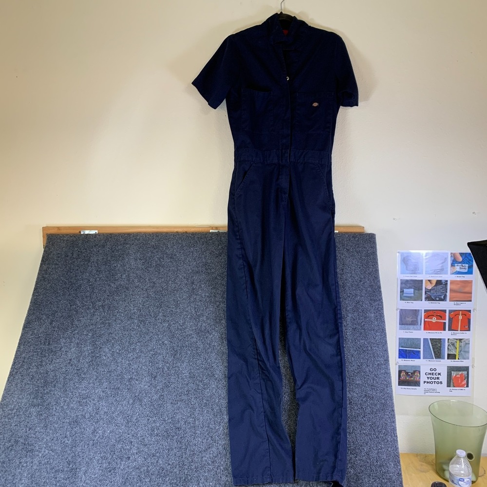 Dickies Flex Cooling Jumpsuit Coveralls Womens Navy Blue Pockets Short Sleeve
